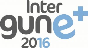 Logo de INTERGUNE+ 2016, evento sobre la internacionalización empresarial.